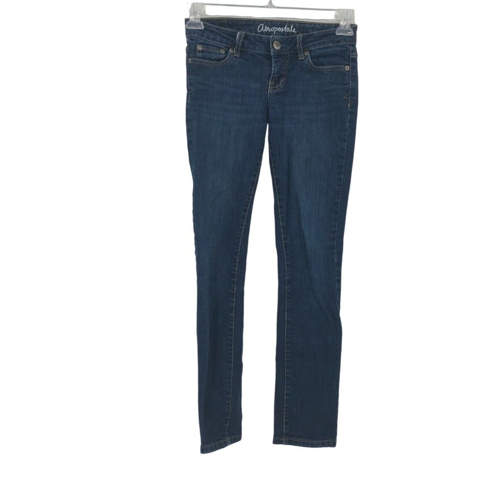 Aeropostale Women Bayla Skinny Jeans Size 00 Short Dark Wash Low Rise Stretch - Picture 3 of 9